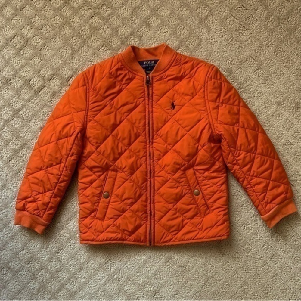 NFS. Polo Ralph Lauren orange quilted puffer style jacket size 5